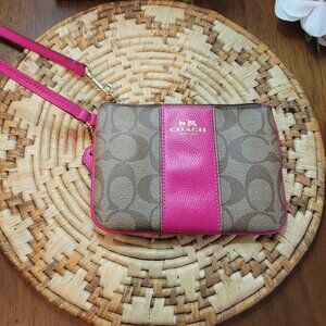 Like New Coach Wristlet / Clutch Pink and Brown